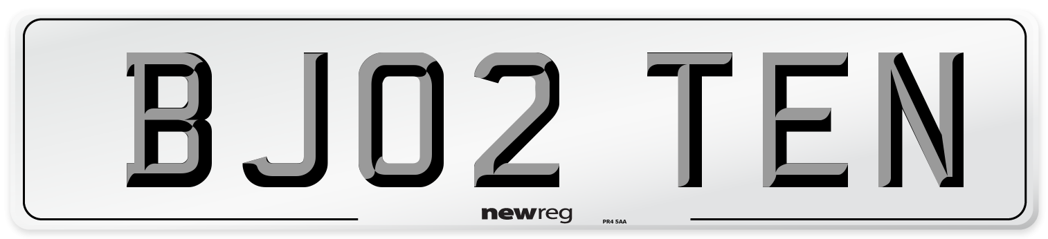 BJ02 TEN Number Plate from New Reg